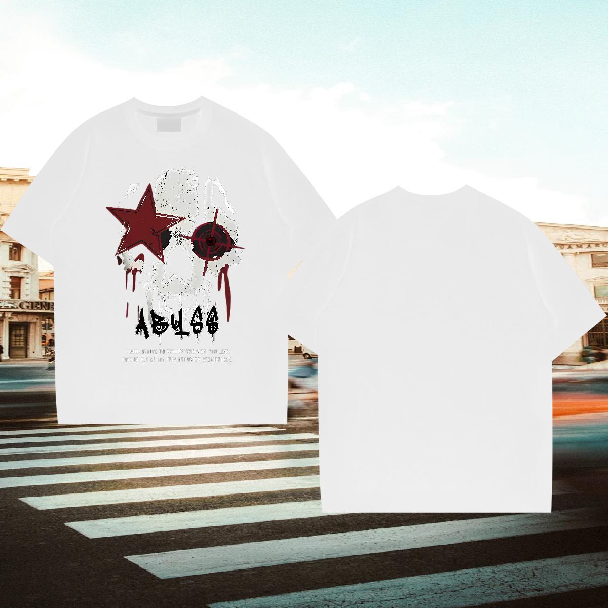 Stylist Mens T Shirts 230g Pure Cotton halloween High Street Hip Hop Tops Tees O Neck Short Sleeves TOP Quality Couples T Shirts Skull