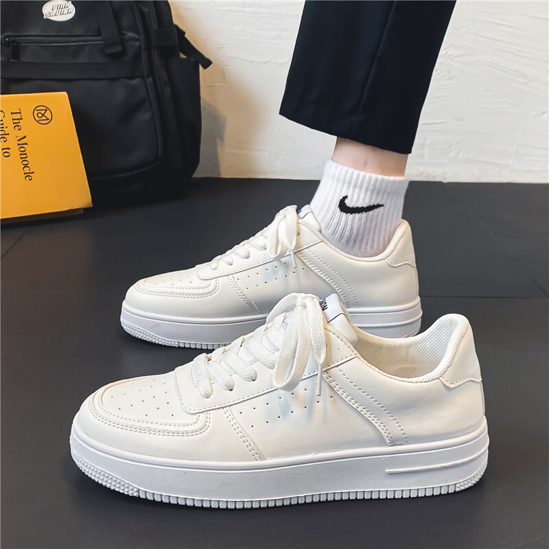 Cricket men in spring 2024, new breathable sports and leisure mesh for teenagers, versatile solid color white men's shoes