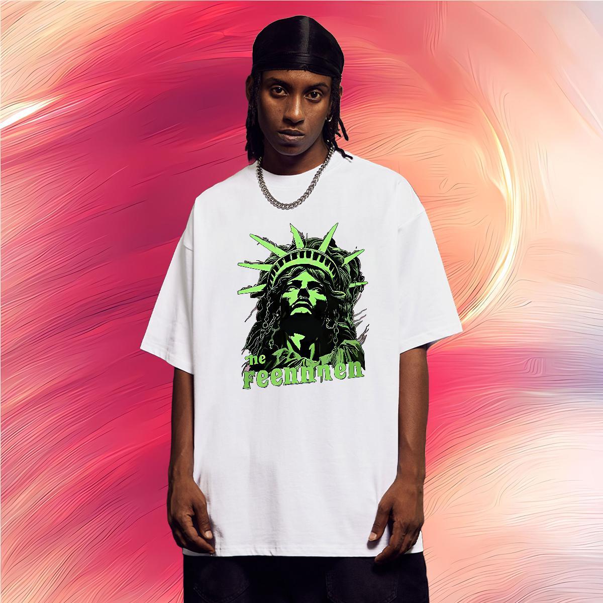 T Shirts Men 230g Cotton portrait Spring Summer Breathable Crew Neck Oversized 3XL 4XL Men Clothes T-Shirt 2024 DIY Soft Clothings