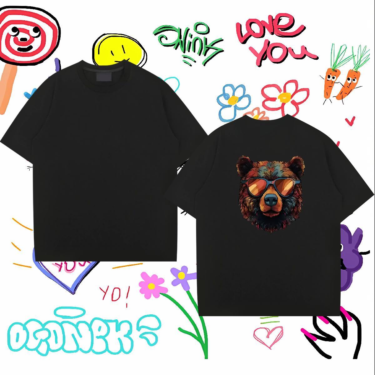 Designer Man T Shirts 230g 100% Cotton bear Daily Wear Tops Breathable Short Sleeve Classic Couples T Shirts Custom Printing
