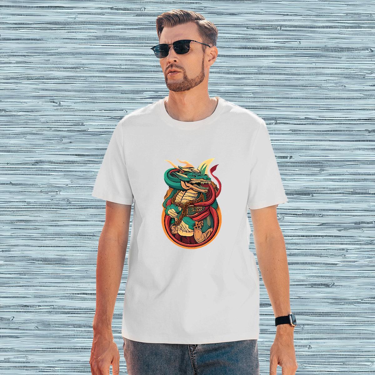 Classic Casual T Shirt For Man 230g Pure Cotton dinosaur Sport Tees Breathable Soft TOP Quality Men Tops Tees Customized Print