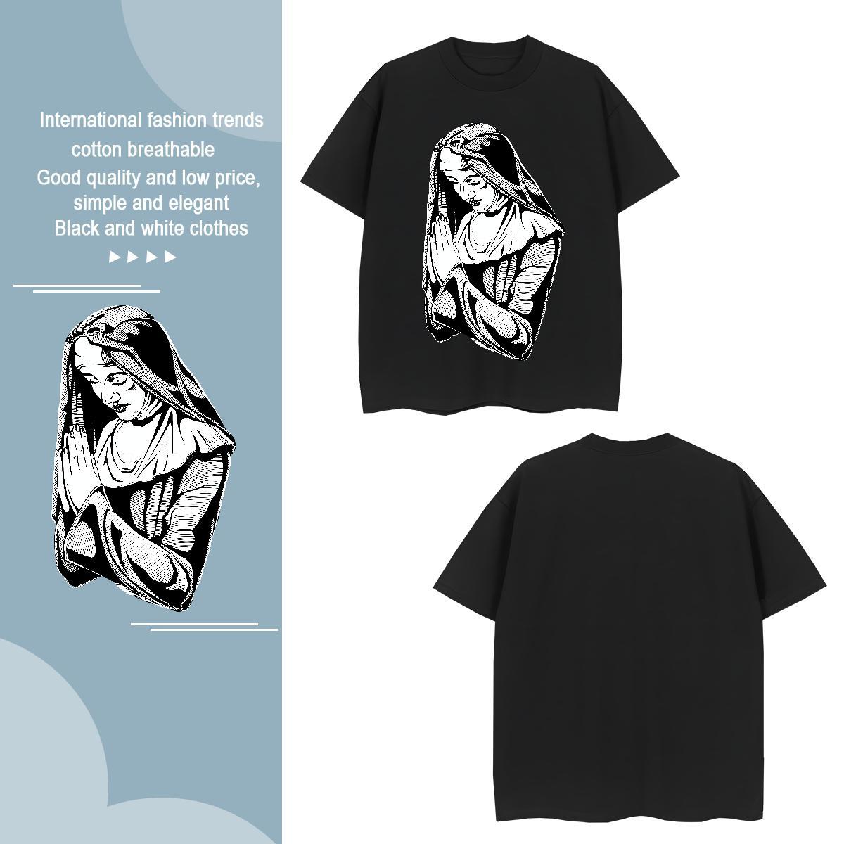 T shirt 230g 100% Cotton nun Outdoor Round Neck Short Sleeve Oversized 3XL 4XL Tshirt for Man Woman Designer Fashion Cool Clothings