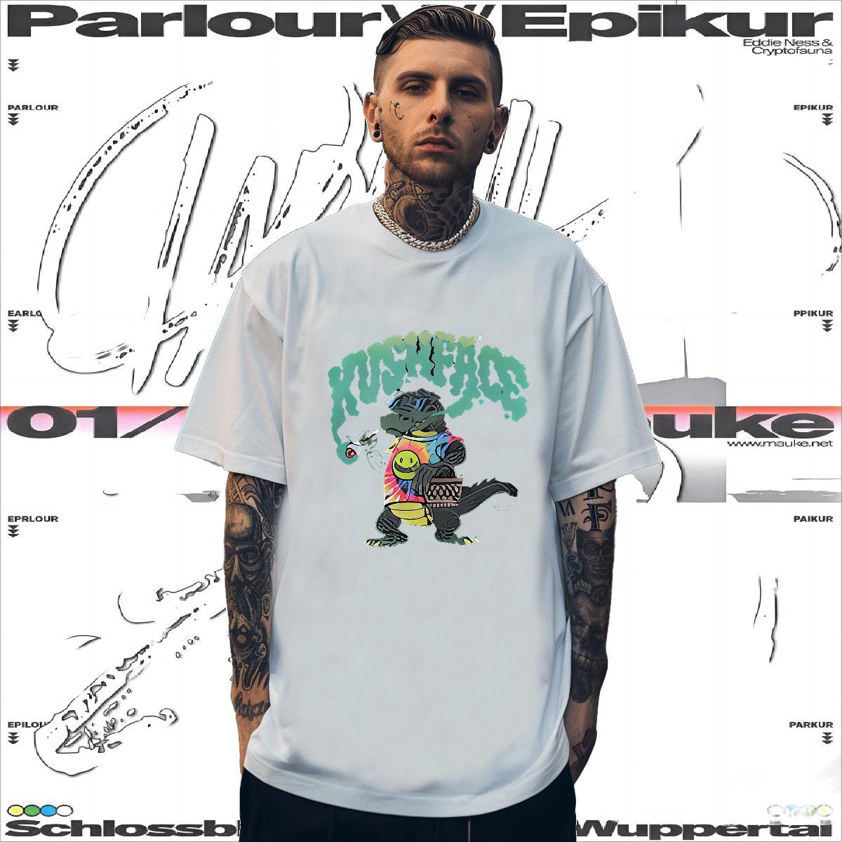 Mens T Shirts 230g Cotton dinosaur Anime Printing Street Breathable Short Sleeve Oversized Men Tshirts New Designer Loose Tops