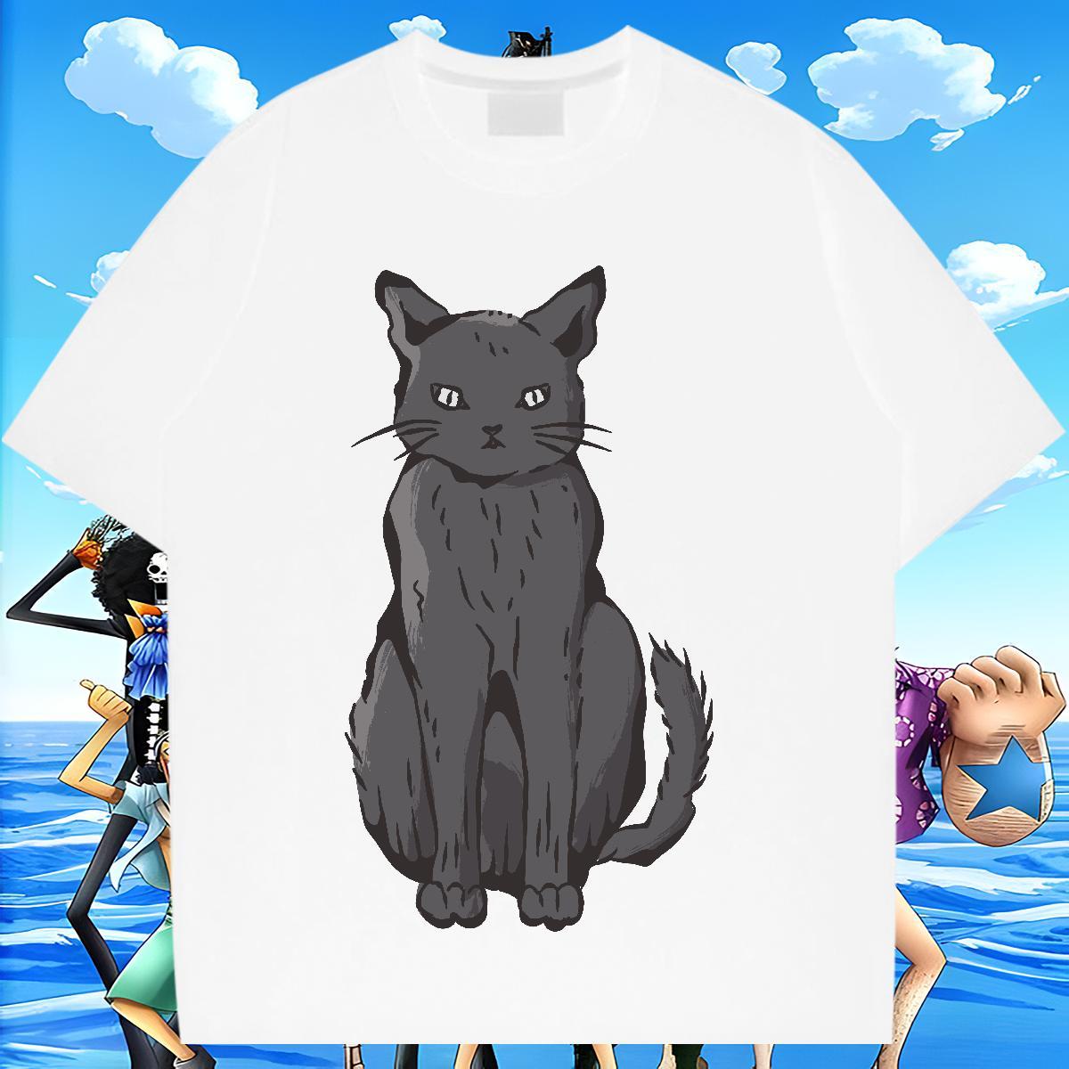 Wholesale Men Tees 100% Cotton 230g Street cat Cartoon Printing L-4XL Round Neck Short Sleeve Custom T shirt Tops Tees