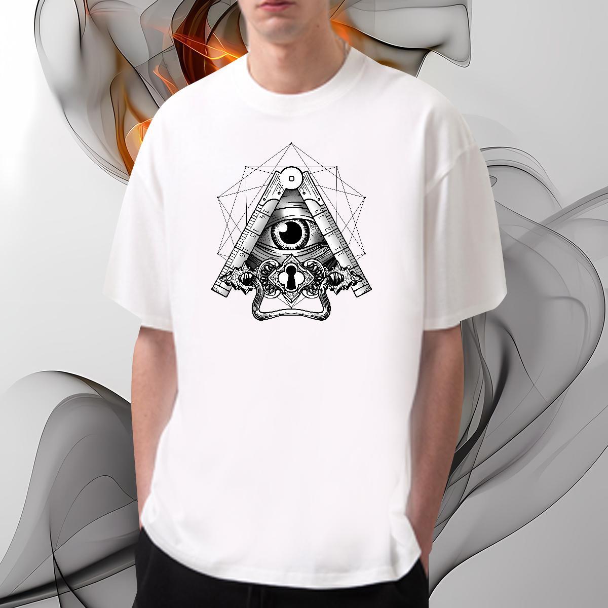 Classic Casual T-Shirts for Men eye of the devil Tops 230g 100% Cotton Sports Casual TOP Quality Asian Size O-Neck Short Sleeve Mens Tshirts