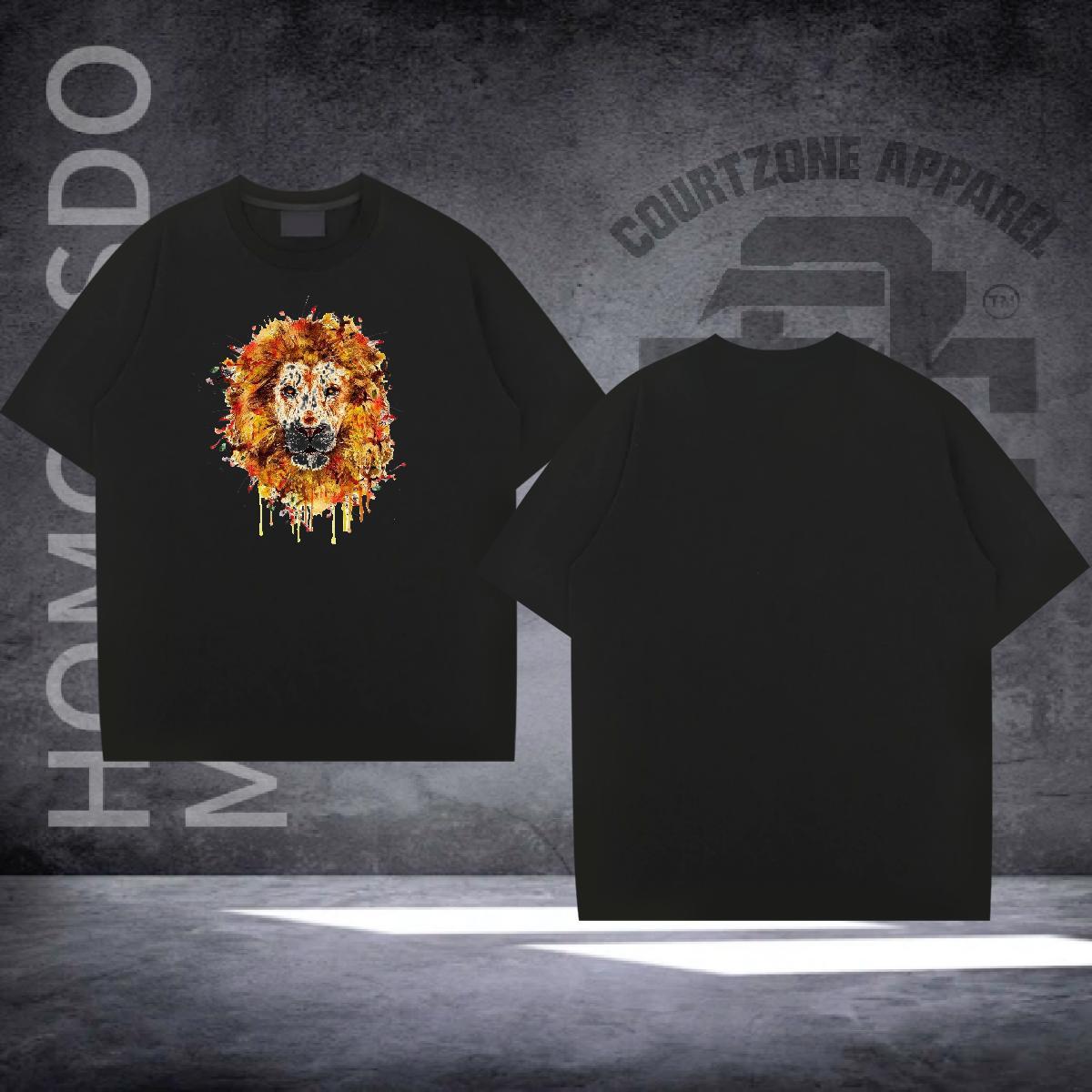 DIY Customized T Shirt For Man 100% Cotton 230g lion Daily Wear Tees Breathable Short Sleeve Classic Men Tees Black White