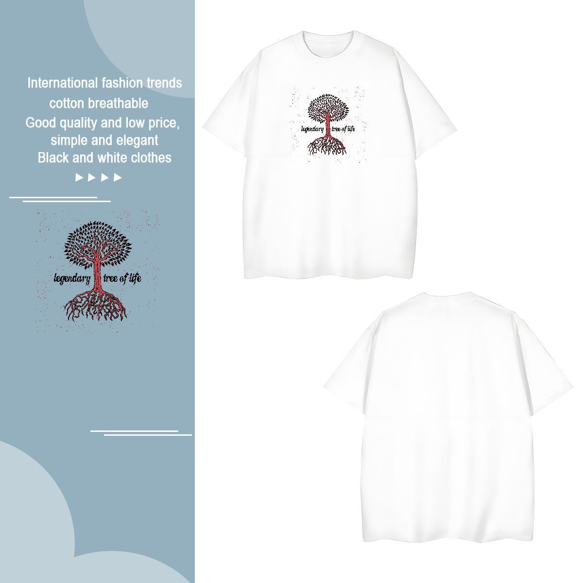 T Shirt For Man 230g 100% Cotton tree Street Casual Breathable Custom Anime Couples T Shirts Designer Cool Clothings