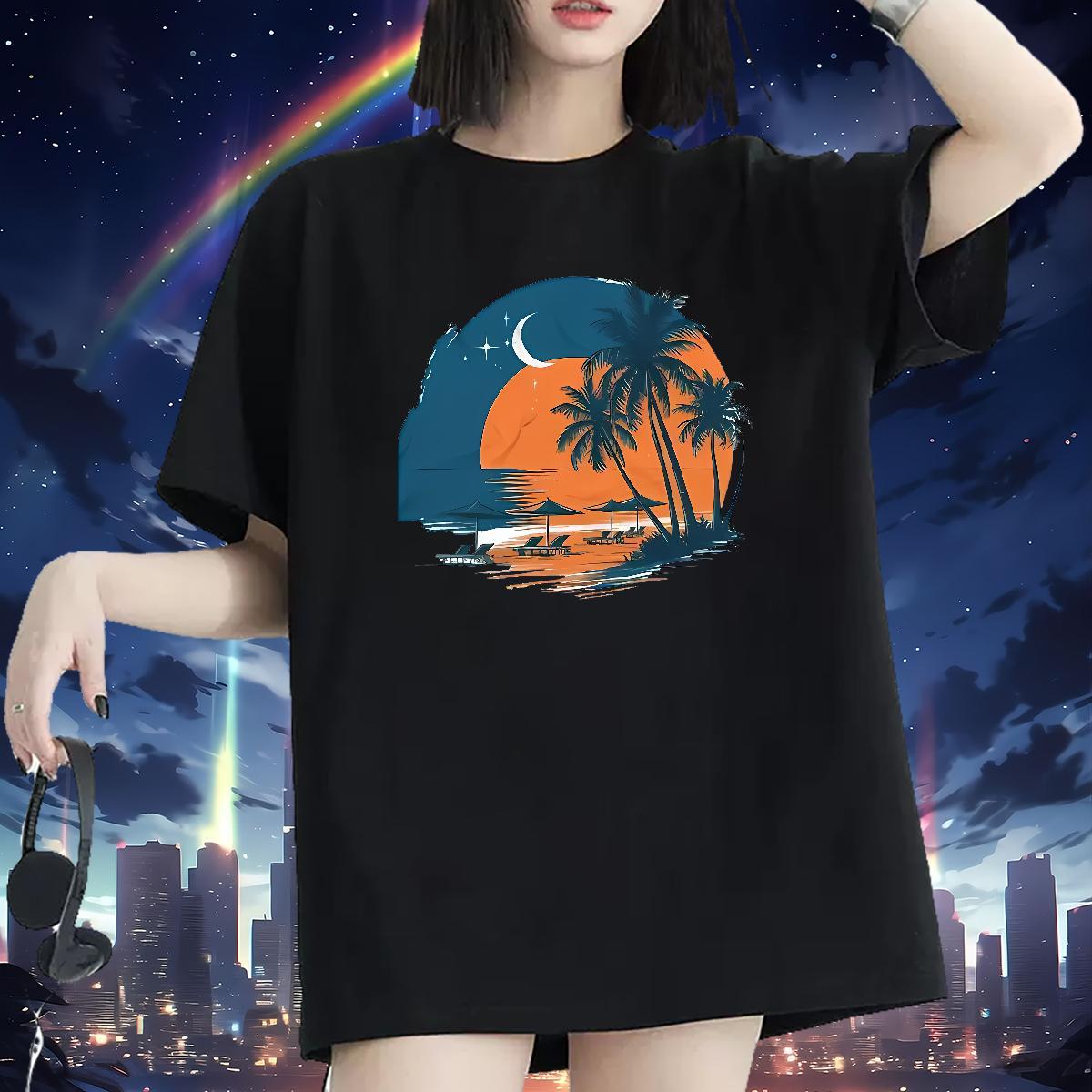 Popular Woman T Shirts Breathable Unisex Tshirts Cartoon Floral Printing beach Street 230g 100% Cotton Stylist Top Shirts