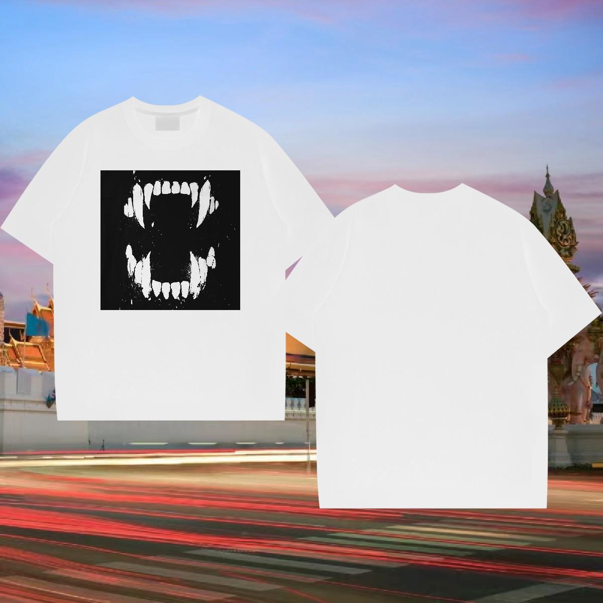 Casual New T-Shirts 230g Pure Cotton wolf Street Wear Tops Shirt Breathable Crew Neck Designer Tshirt for Man Woman Custom Cartoon