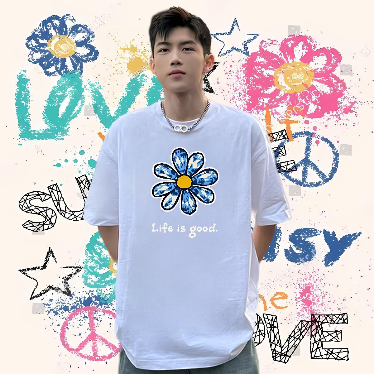 2024 Designer T shirt 230g Cotton flower Home Outdoor Top Tees Breathable Short Sleeve Loose Couples T Shirts White Plus Size