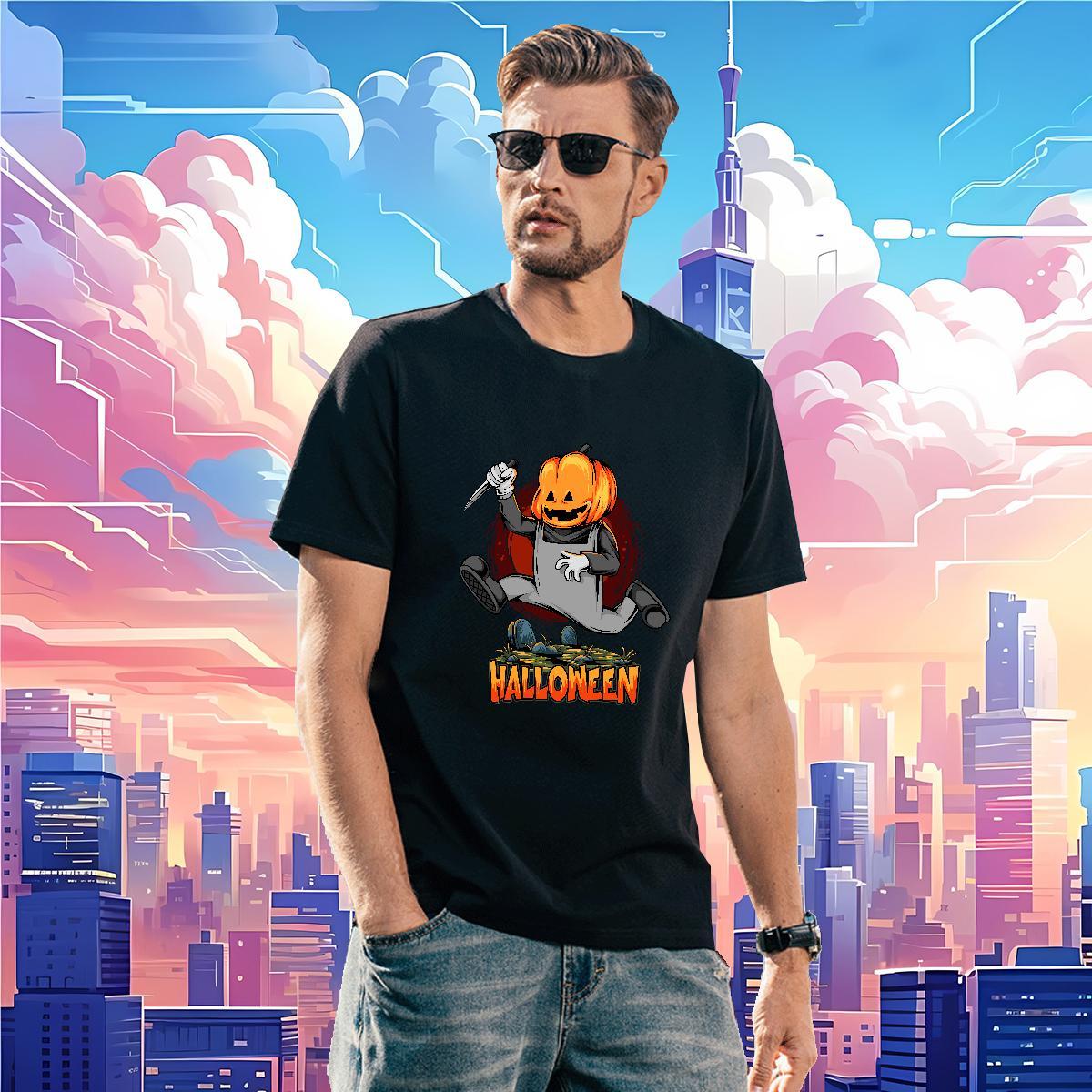 T shirt 230g 100% Cotton pumpkin Daily Wear Crew Neck Breathable Anime Tshirt for Man Woman Classic Casual Cool Clothings