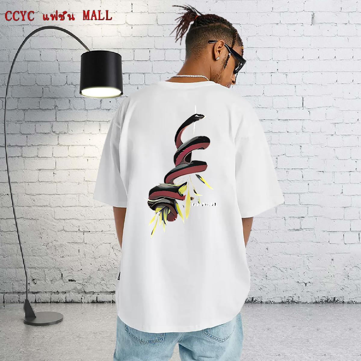 Brand T-Shirts 230g 100% Cotton snake Casual Beach Tshirts Breathable Loose Couples T Shirts Plus Size Custom