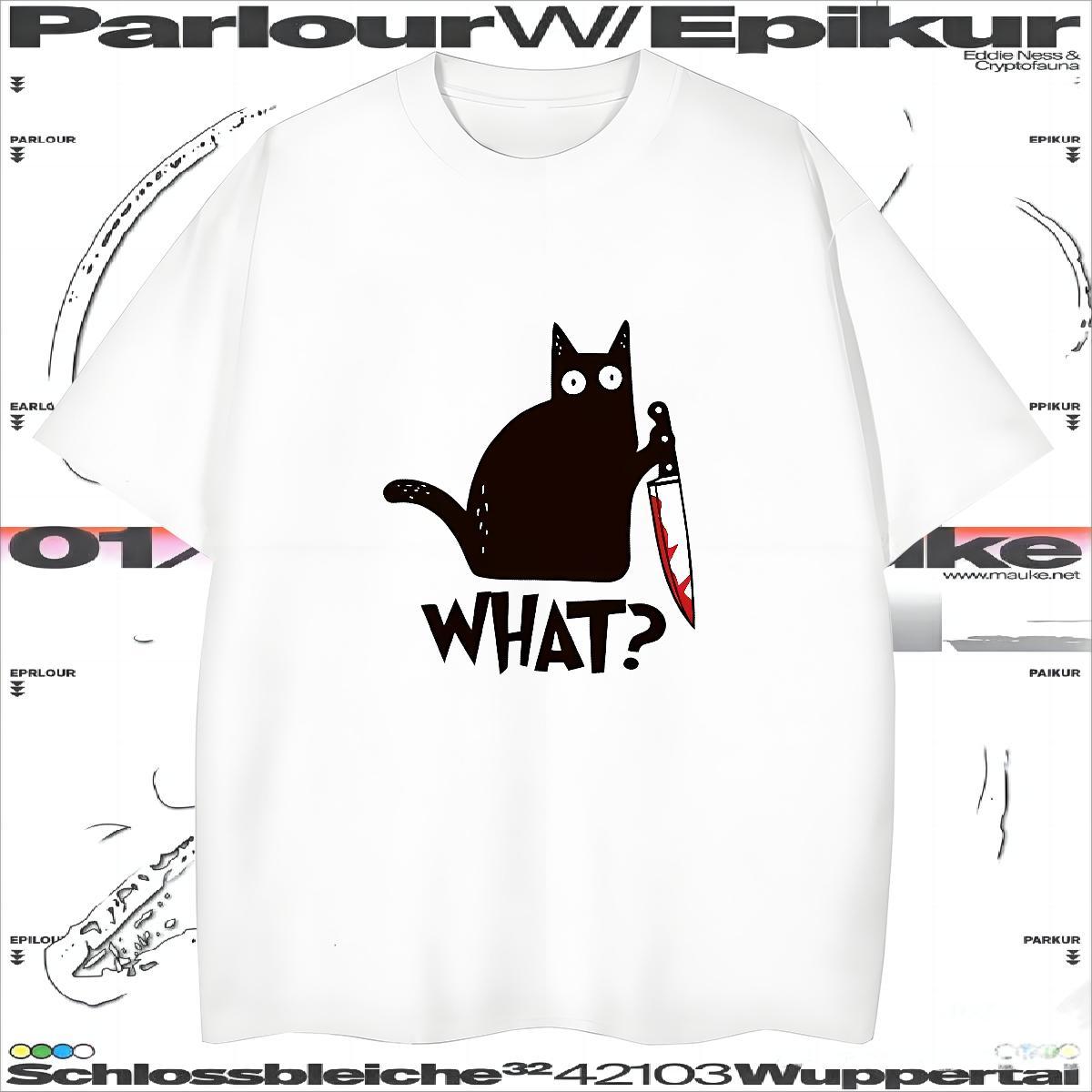 Stylist T-Shirts 230g Cotton cat Anime Printing Street Polos Crew Neck Breathable Wholesale Men Clothes T-Shirt Oversized