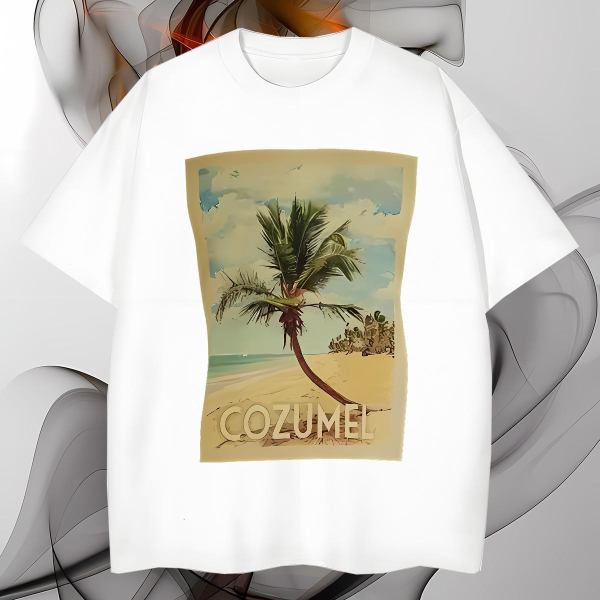 Mens T Shirts 100% Cotton 230g tree Sports Casual Breathable Floral Print Mens Tshirts DIY Customized Free Shipping Wear