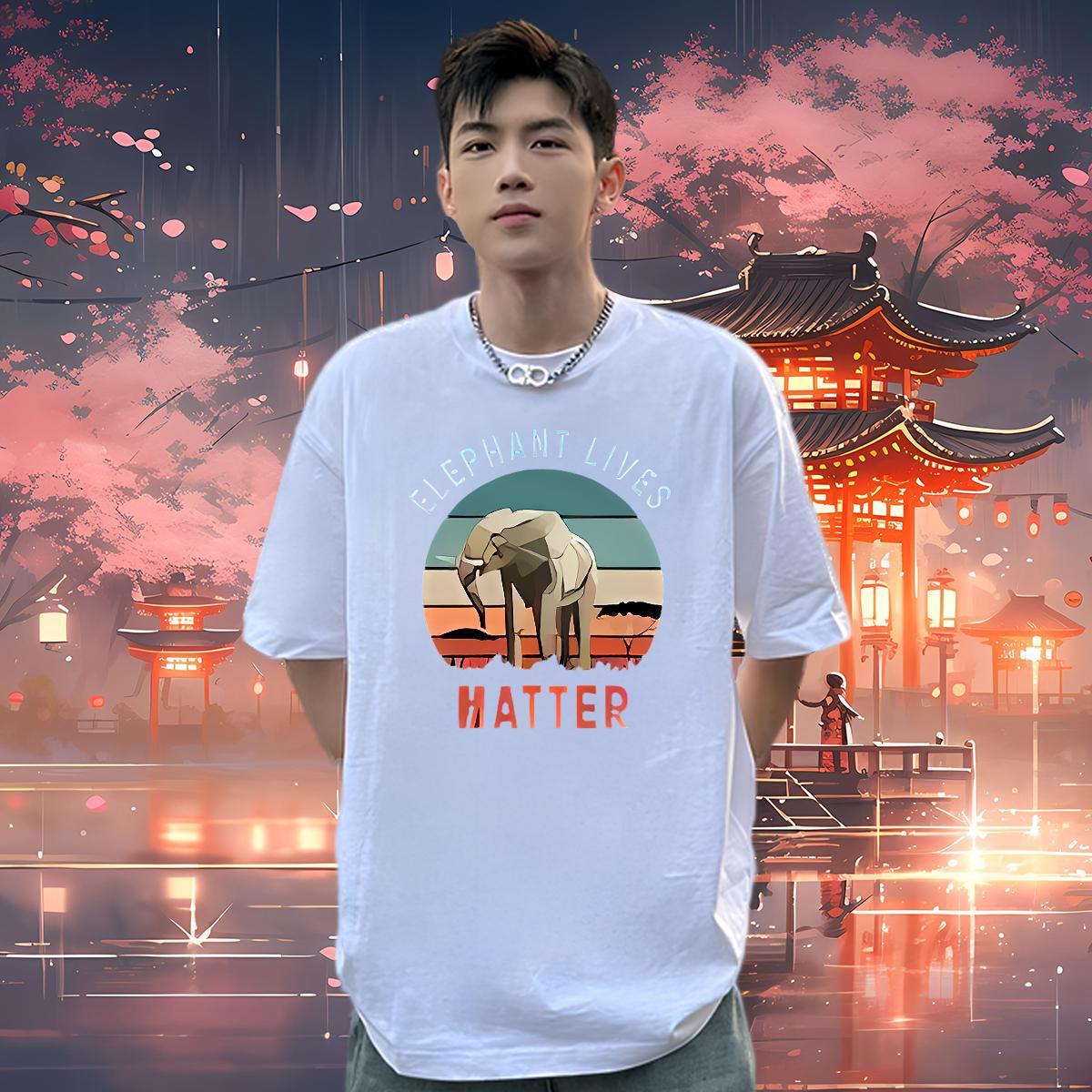 Classic T shirt 230g 100% Cotton Elephant Casual Tshirts Pure Cotton Free Shipping Men Tops Tees DIY Logo Oversized