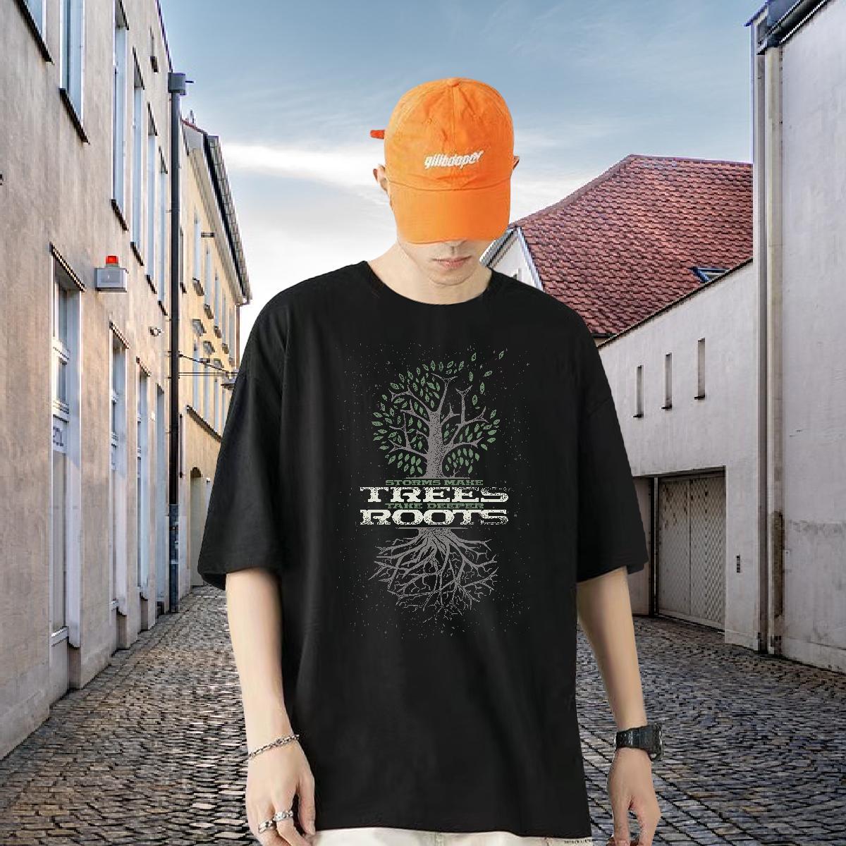 Custom Mens T Shirts 230g Cotton tree Daily Outfit Wear Crew Neck Loose Men Tees DIY Printed