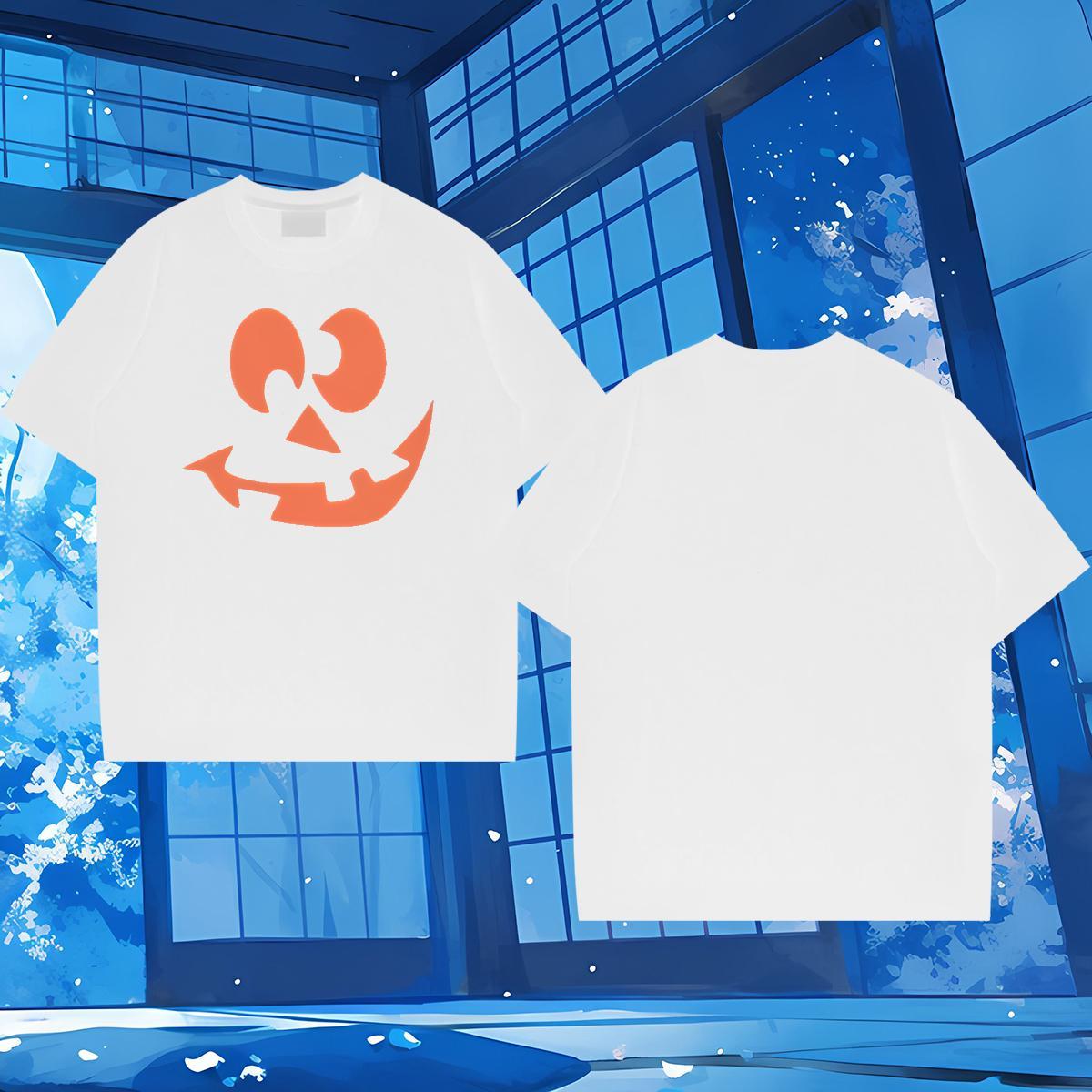 Fashion Men T Shirts 100% Cotton 230g pumpkin Hip Hop Tops Breathable Short Sleeve Soft Men Clothes T-Shirt Customized