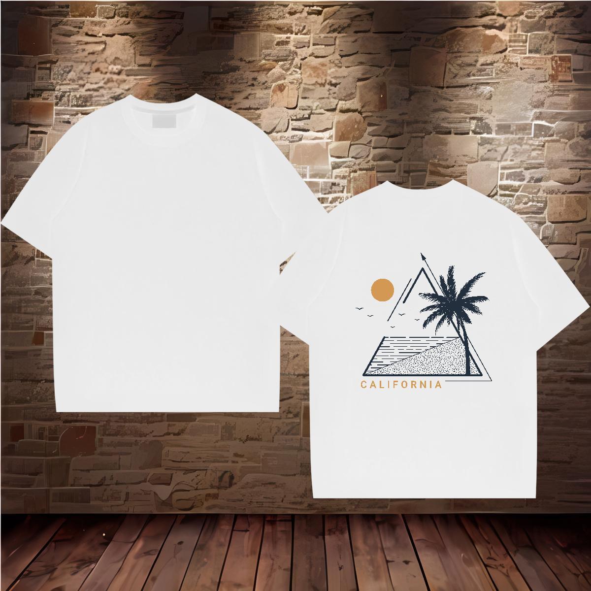 Fashion T-Shirts 230g Pure Cotton sea Outdoor Tops Tees Breathable Crew Neck Cool Men Clothes T-Shirt Black Oversized