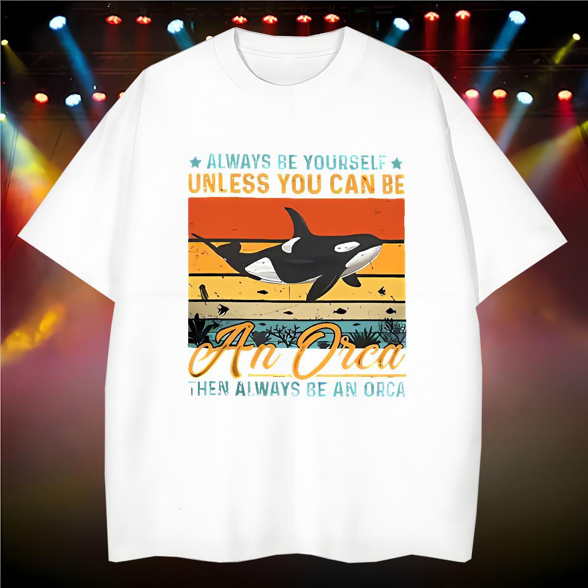 T-Shirts for Men 230g 100% Cotton dolphin Street Wear Breathable Crew Neck Customized Tshirts 2024 Summer Soft Tee Shirt