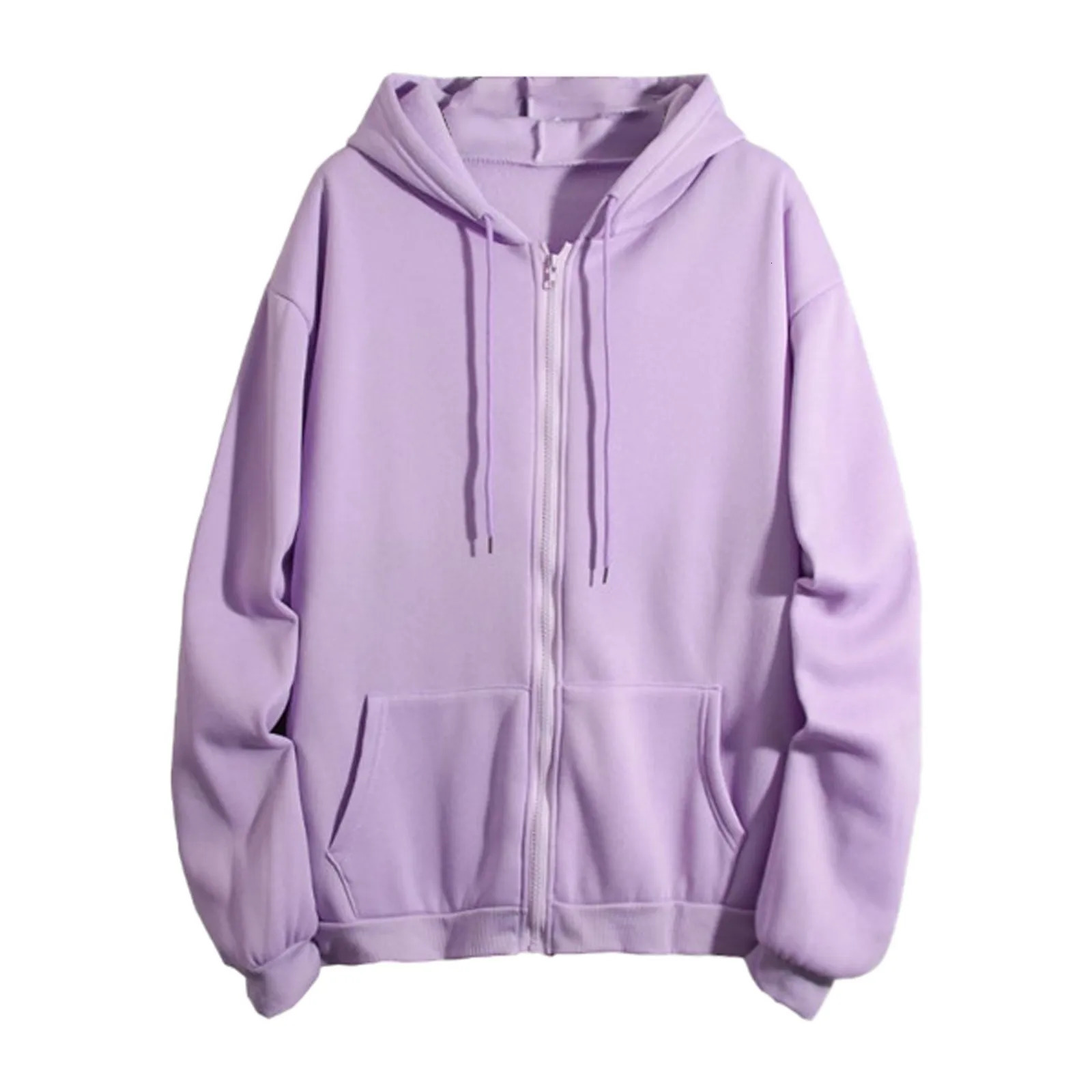 Zip Up Hooded Sweatshirt Loose Women Hoodies Casual Solid Harajuku Korean Loose Couple Hoodie Jacket Coat Streetwear 240812
