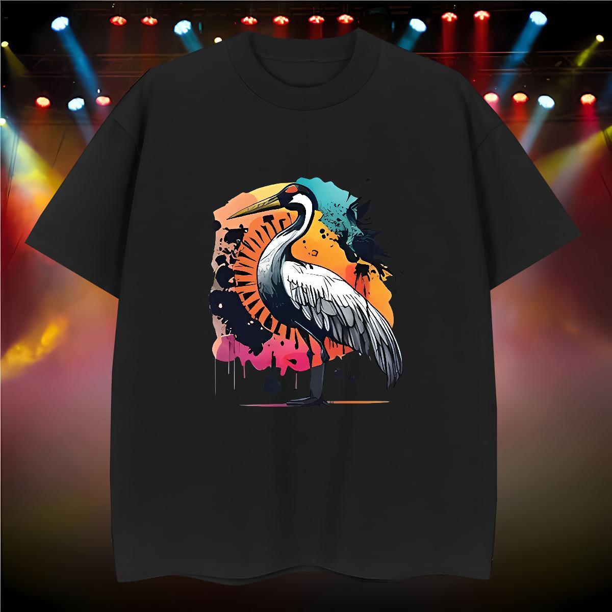 T-Shirts 230g Pure Cotton bird Casual O-Neck Short Sleeve Custom Big Size Mens Tshirts 2024 New Comfortable Tops