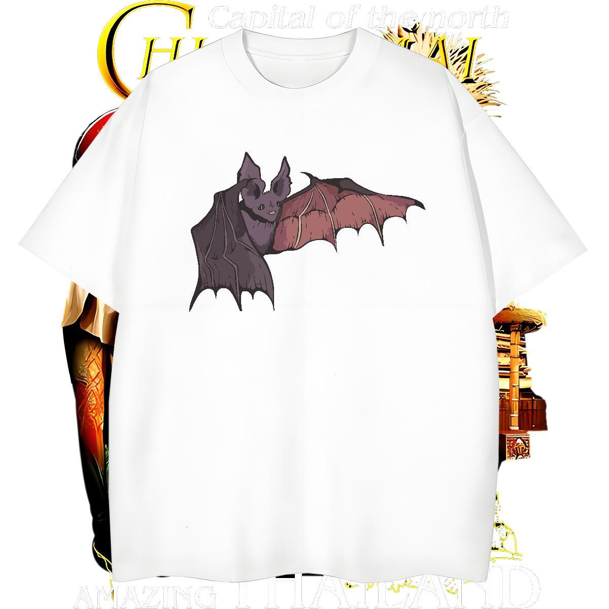 Loose Fit Men Tees 230g Cotton bat T Shirt For Man Spring Summer Short Sleeve Soft Anime Print New Arrival Tops Shirt