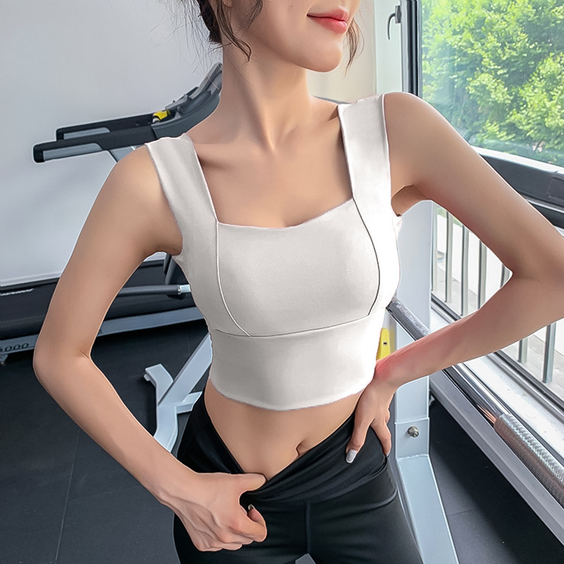 High strength shock-proof sports underwear with breast double fold to show breast naked yoga suit women