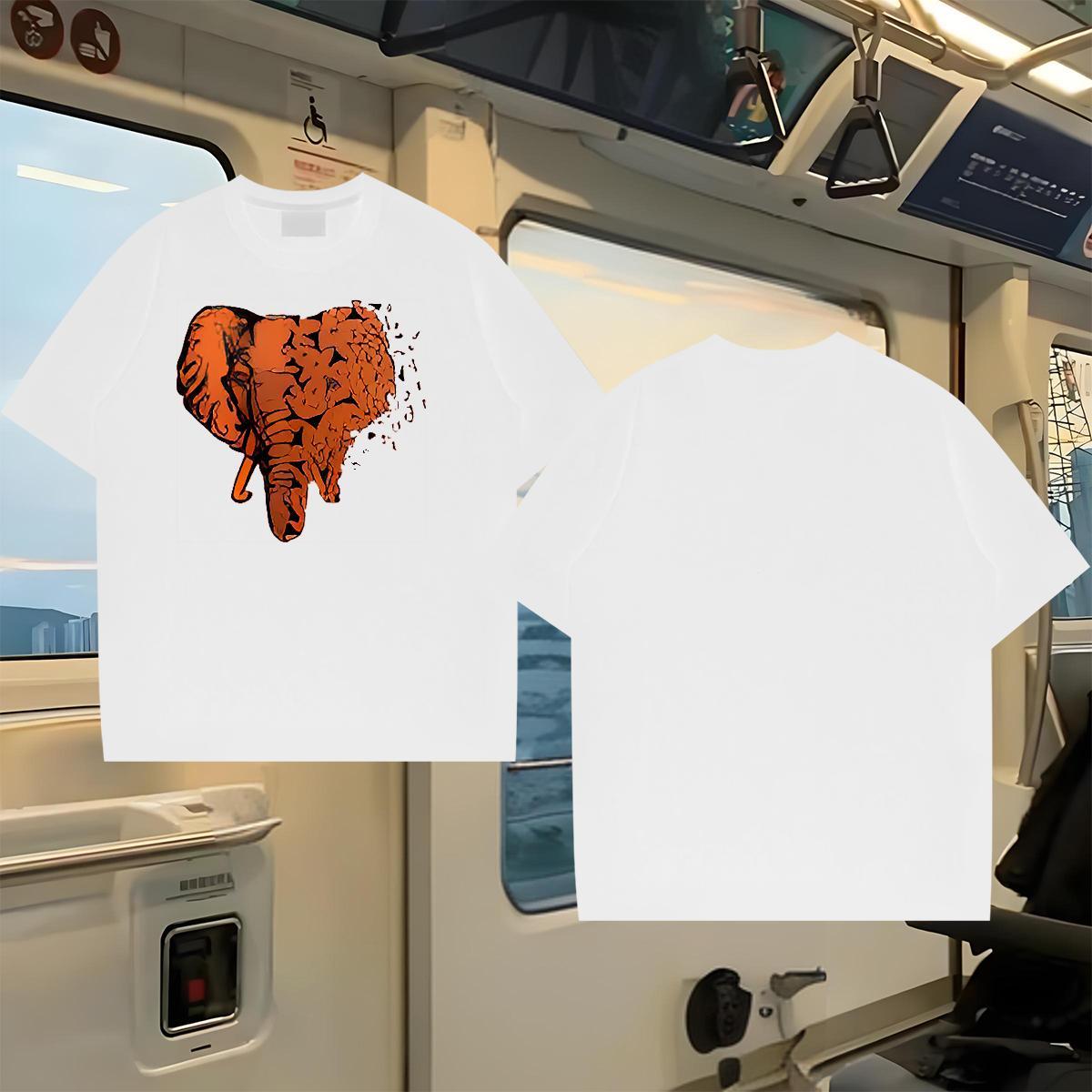 Designer Fashion Mens T Shirts 230g Pure Cotton Elephant Spring Summer Tops Shirt Breathable Short Sleeve High Quality Tshirts White Plus Size