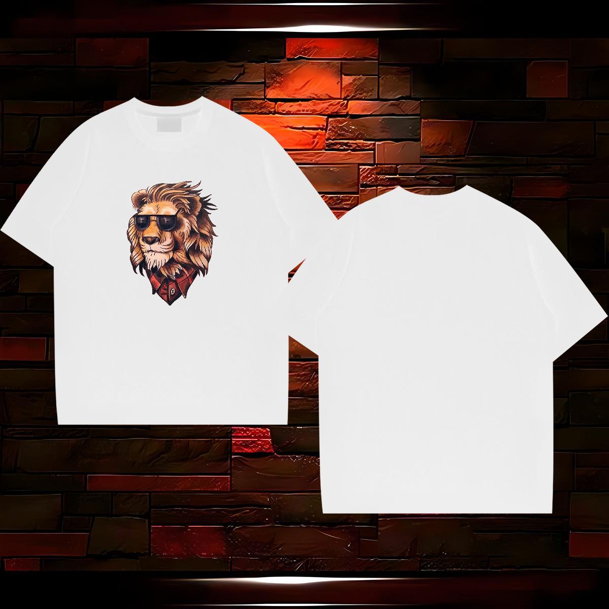 Classic T shirt 230g 100% Cotton lion Street Tees O-Neck Short Sleeve High Quality Men Clothes T-Shirt DIY Printed