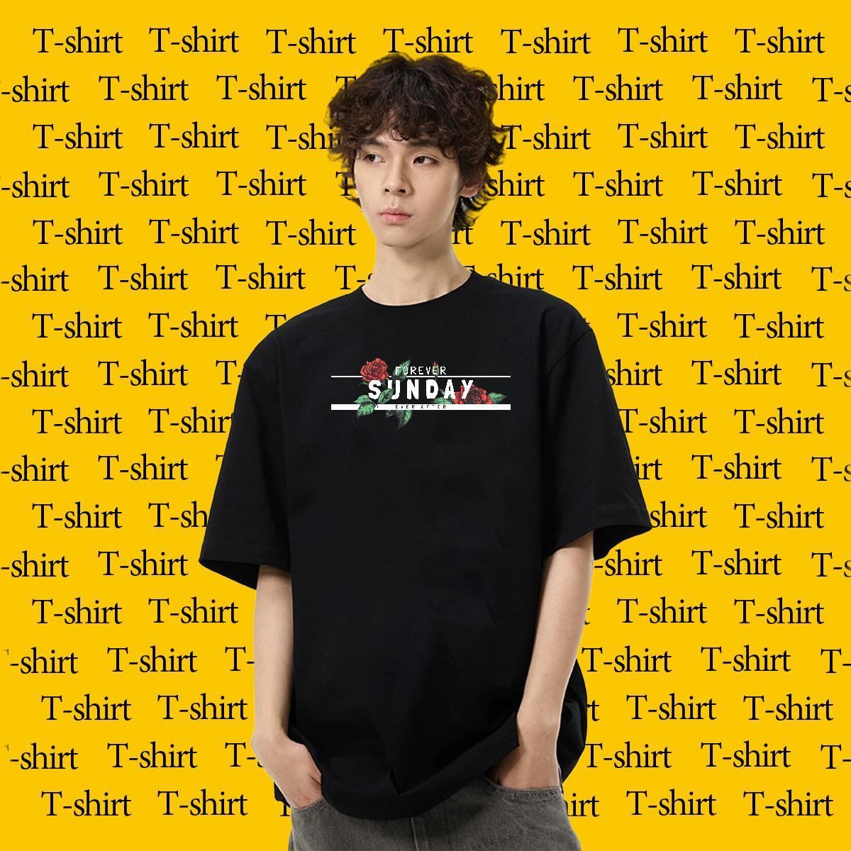 Fashion Design Man T Shirts 230g Pure Cotton ROSE Home Outdoor Tees Breathable Crew Neck Designer Mens Tshirts Floral Print