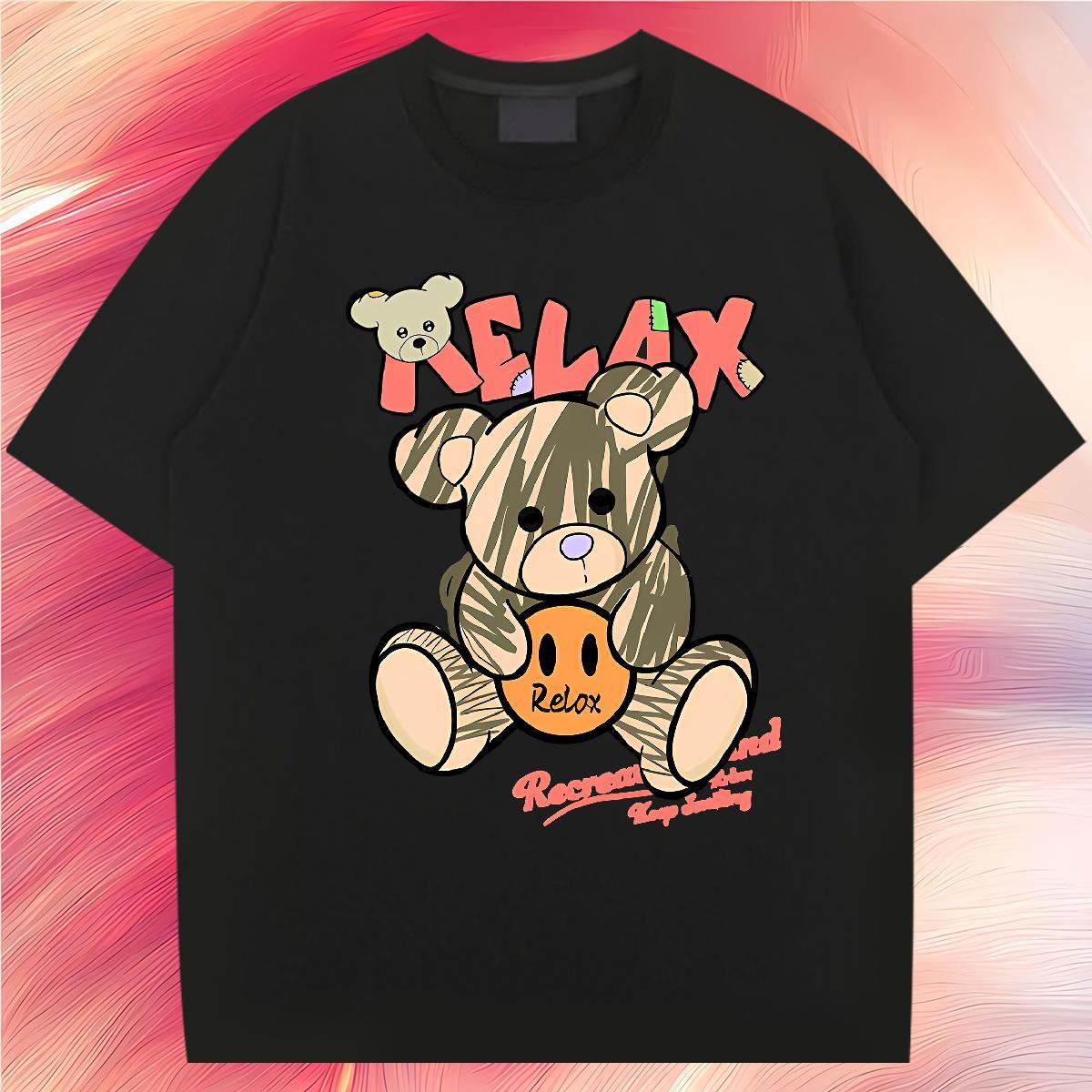 Classic T Shirt For Man 230g Cotton bear Home Outdoor Top Tees Short Sleeve O-Neck Cool Men Tees DIY Printed