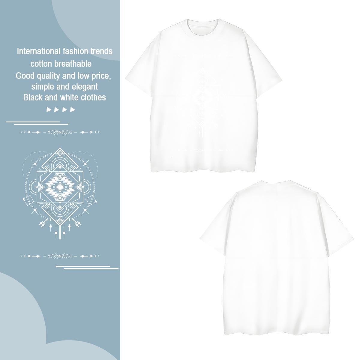 T Shirts Men 100% Cotton 230g Lines Street Breathable Soft Black Oversized Men Tees DIY Popular Clothings