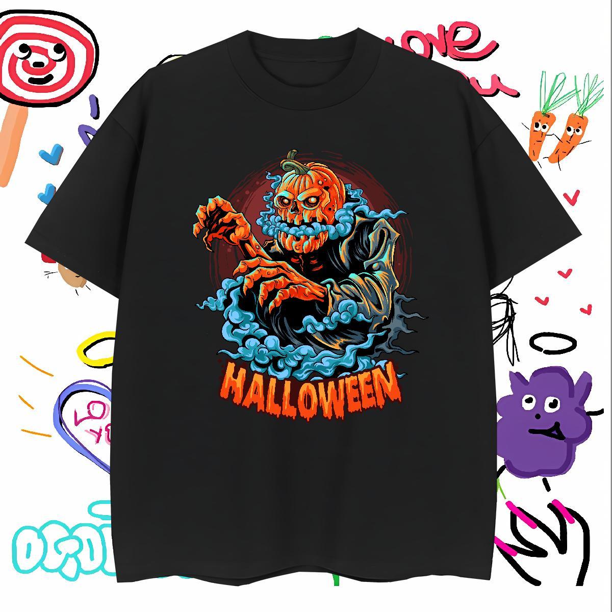 TOP Quality Tshirt for Man Woman 100% Cotton 230g Halloween Mens T Shirts Casual Breathable Graphic DIY Customized Tees Shirts
