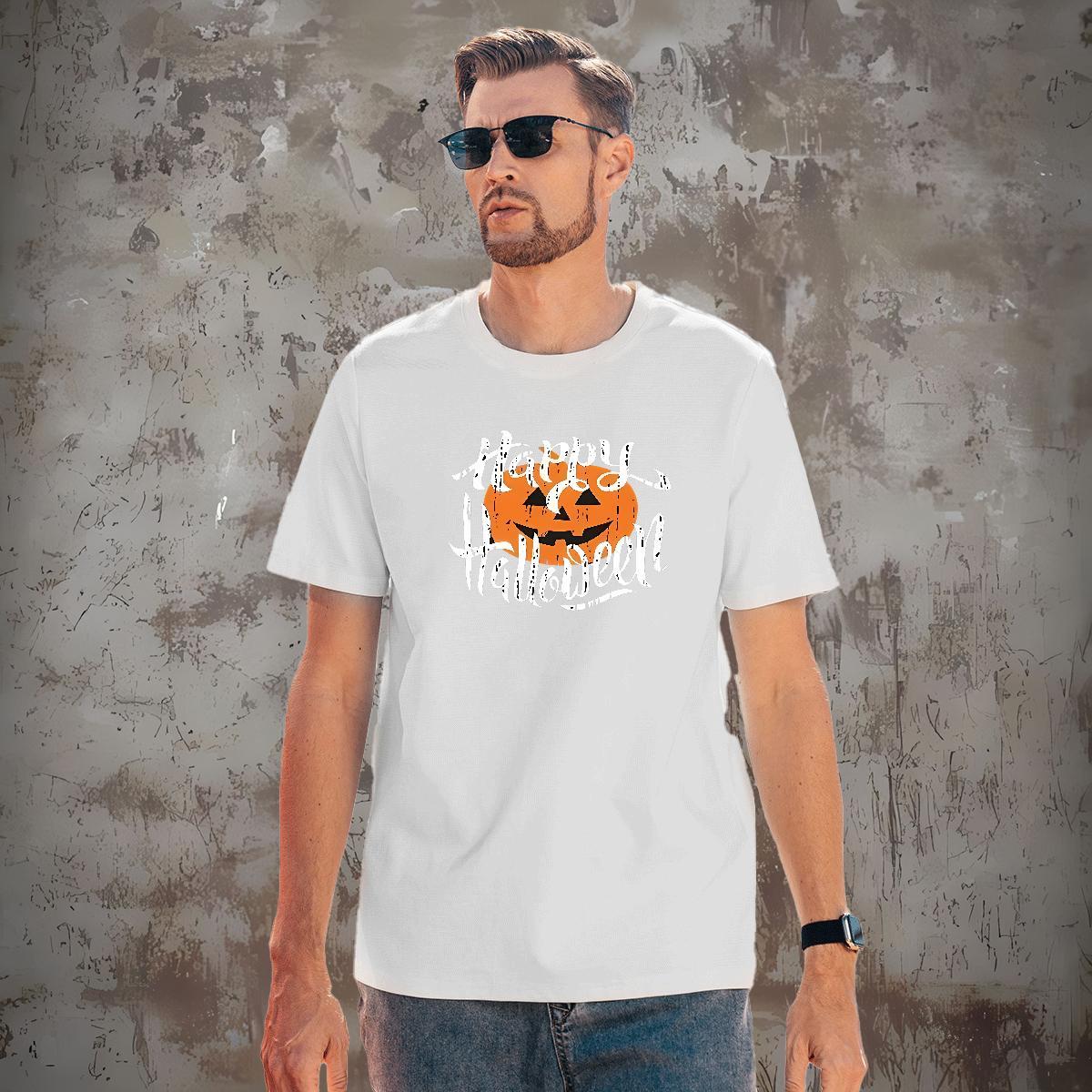 Comfortable Tshirts 230g Pure Cotton halloween T-Shirts Sport Breathable Short Sleeve White Plus Size Customized Tops Tees