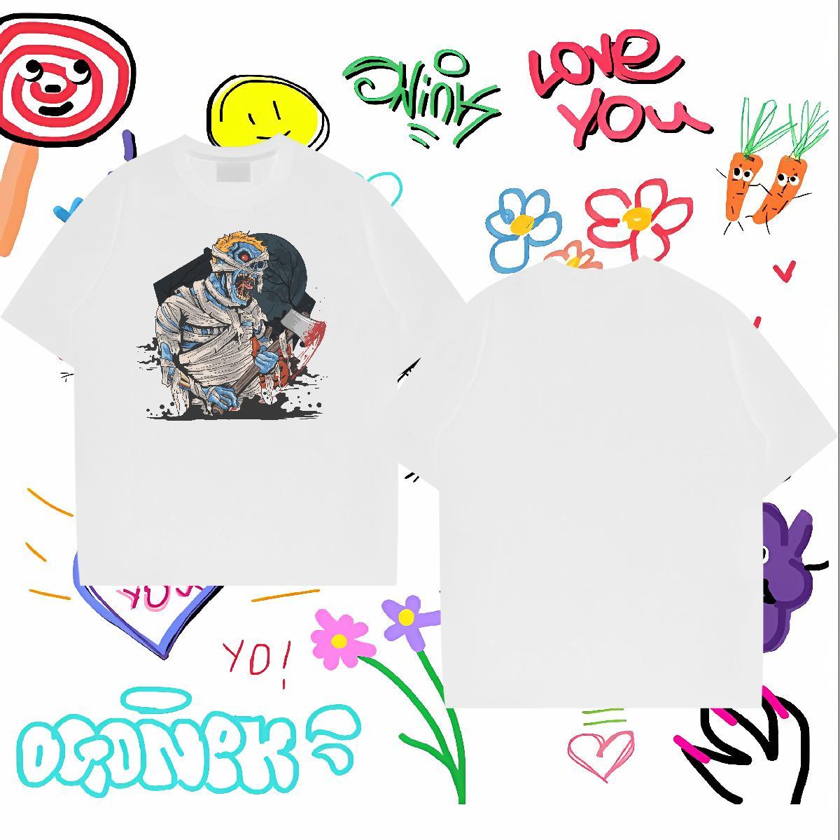 2024 T Shirts Men 230g Pure Cotton monster Street Top Tees Crew Neck Comfortable Mens Tshirts Custom Printing