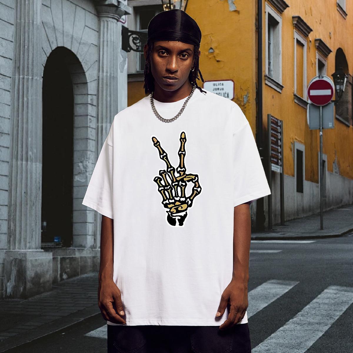 Mens T Shirts 230g Pure Cotton hands Street wear Hip Hop O Neck Short Sleeves Customized Men Tops Tees Fashion Design Comfortable Clothes