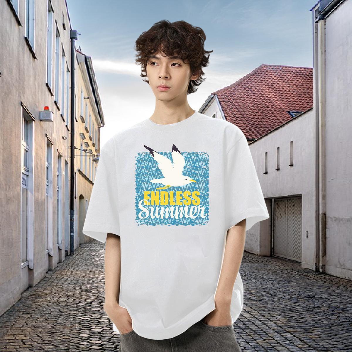 DIY Customized T shirt 230g Pure Cotton bird Summer Casual Tops Shirt Breathable Short Sleeve Classic Men Tees Custom Print Plus Size