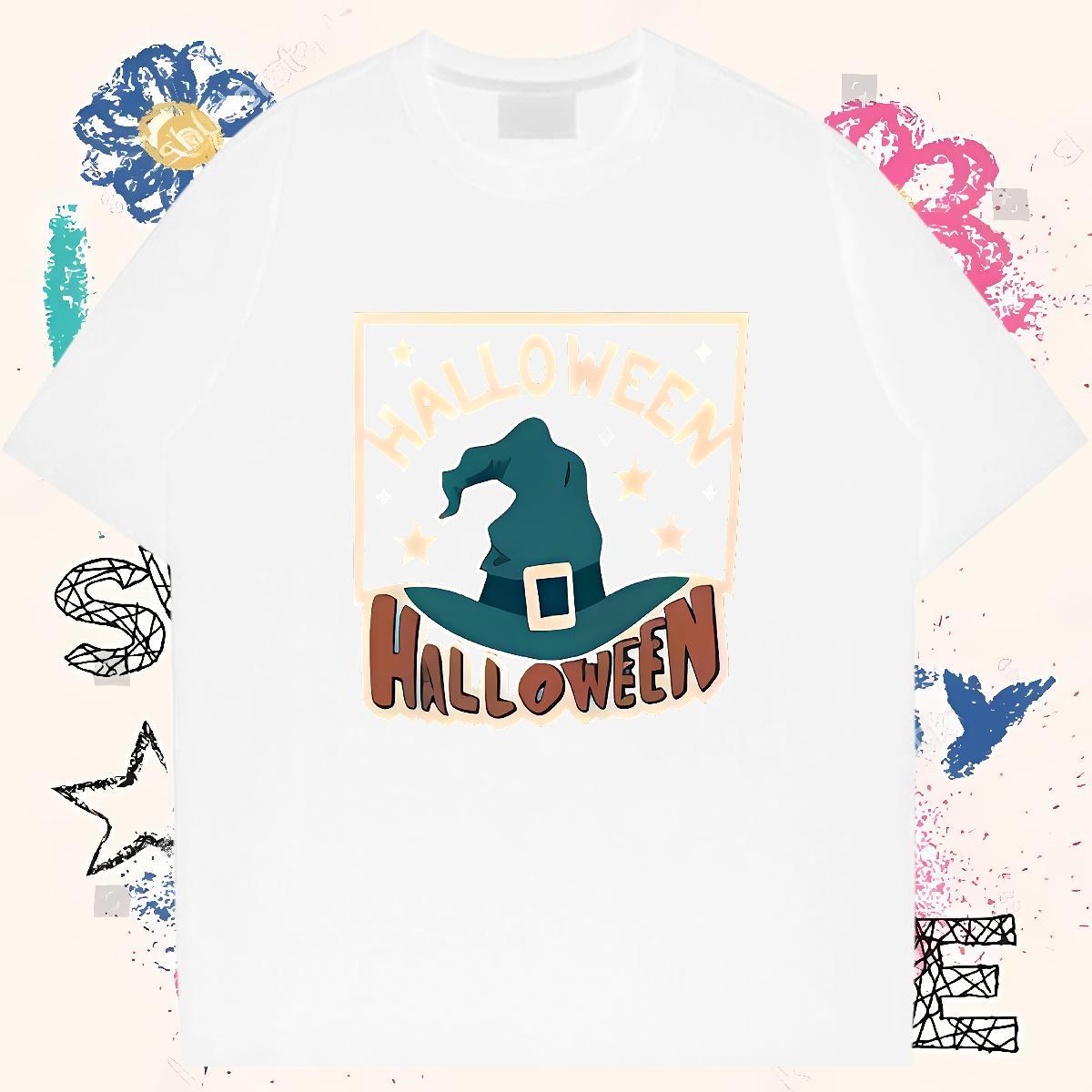 Classic Casual T Shirts Men 230g Pure Cotton halloween hat Sport Tee Shirt O Neck Short Sleeves Cool Design Men Clothes T-Shirt Oversized 4XL