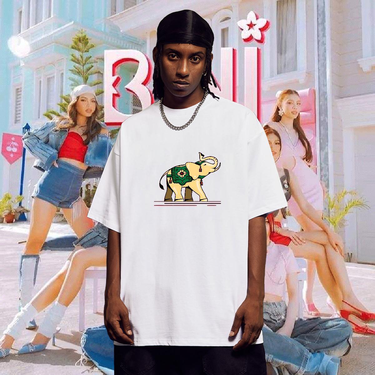 Man T Shirts 230g Cotton elephant Street wear Hip Hop Pure Cotton Customized Print Men Tshirts Fashion Brand Tees