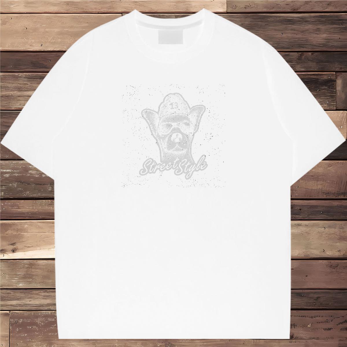 Classic T Shirt For Man 230g Cotton dog Beach Top Tees Short Sleeve Soft Comfortable Men Clothes T-Shirt Custom Anime