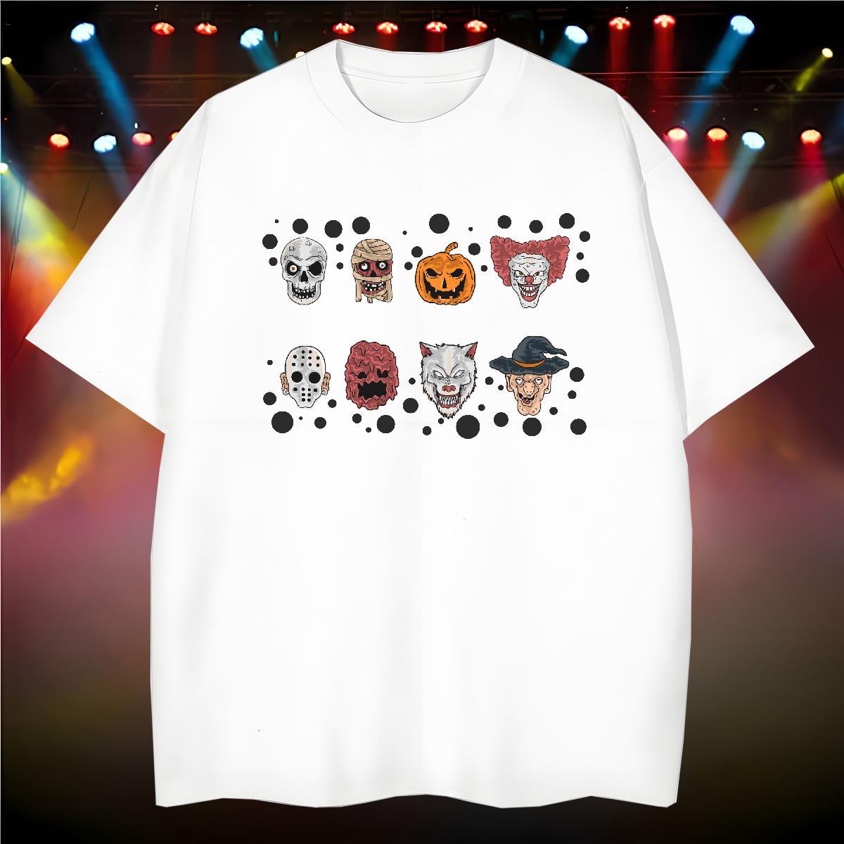 Man T Shirts 230g Cotton Halloween Casual Short Sleeve O-Neck White Plus Size Couples T Shirts Fashion Casual Brand Polos