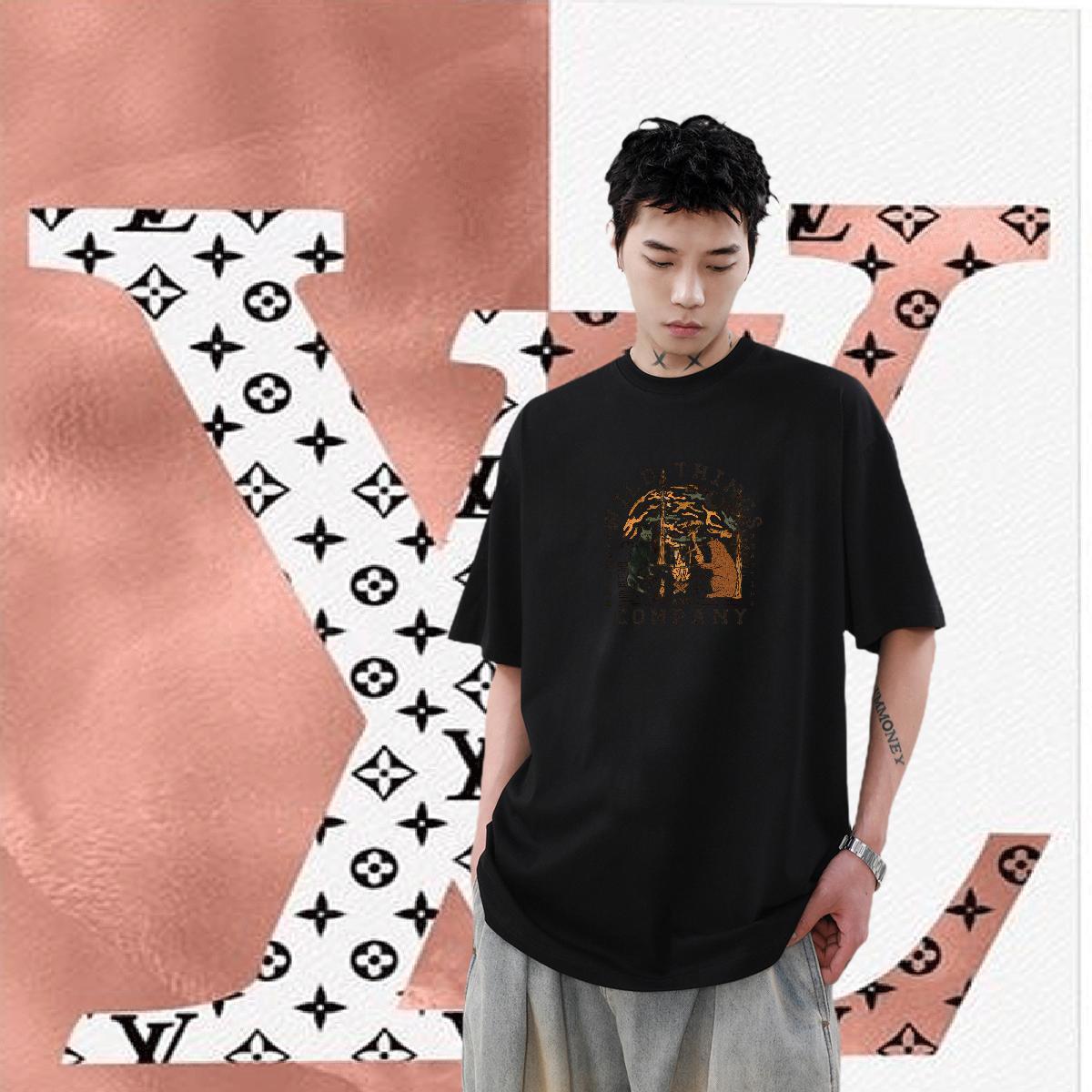 Brand T shirt 100% Cotton 230g tree Summer Casual Tees Breathable Crew Neck High Quality Men Tshirts Black White