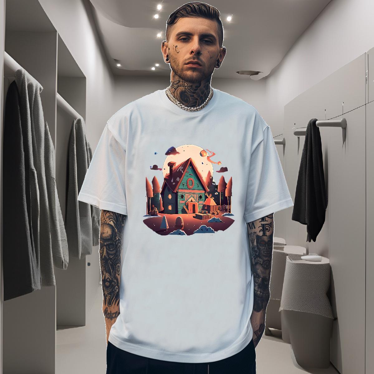 Mens T Shirts 230g 100% Cotton icon Home Outdoor Breathable Soft DIY Printed Men Tops Tees Brand Cool Design Clothings