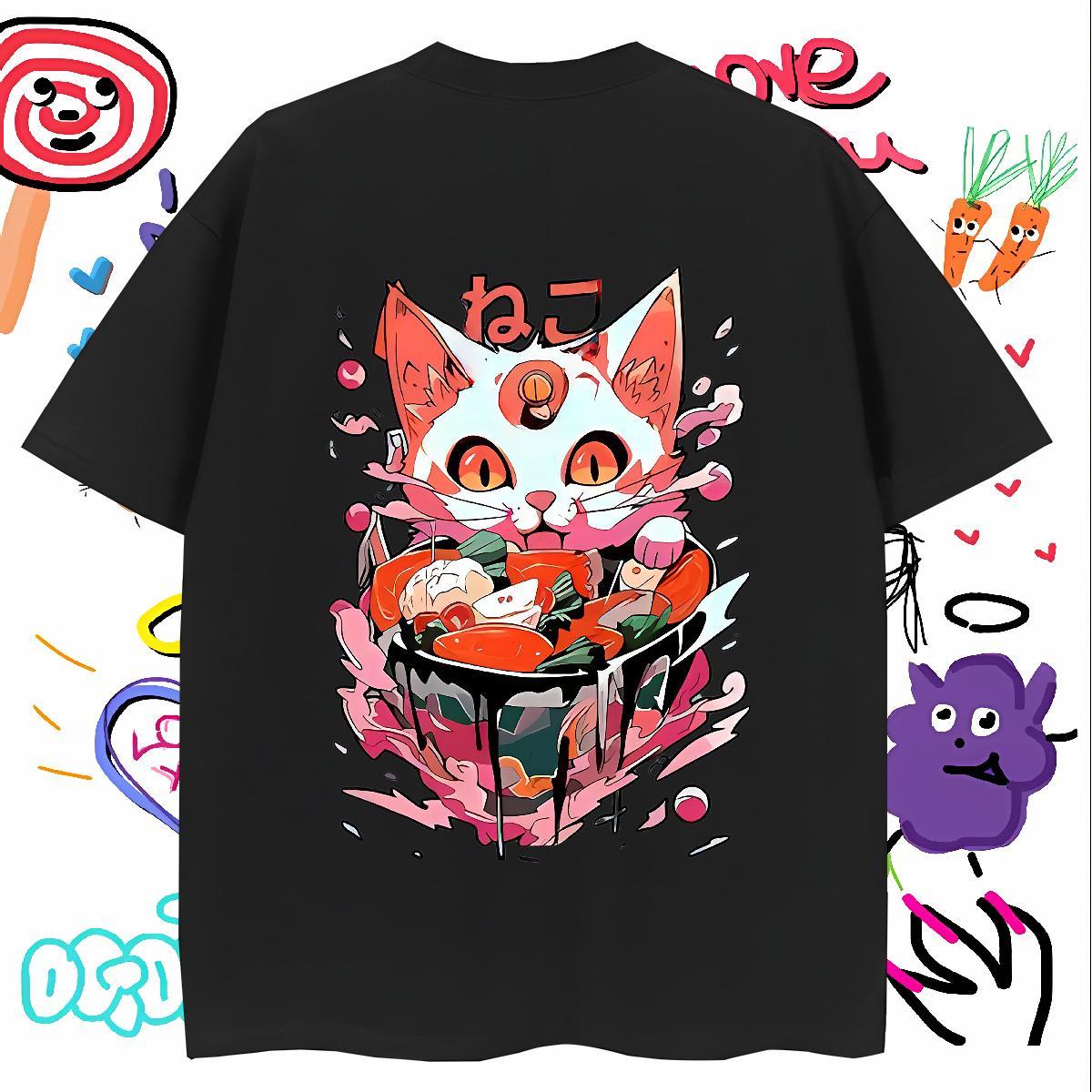 Mens T Shirts 230g Cotton cat Beach Pure Cotton Black Oversized Mens Tshirts Customized Cool Tops Tees