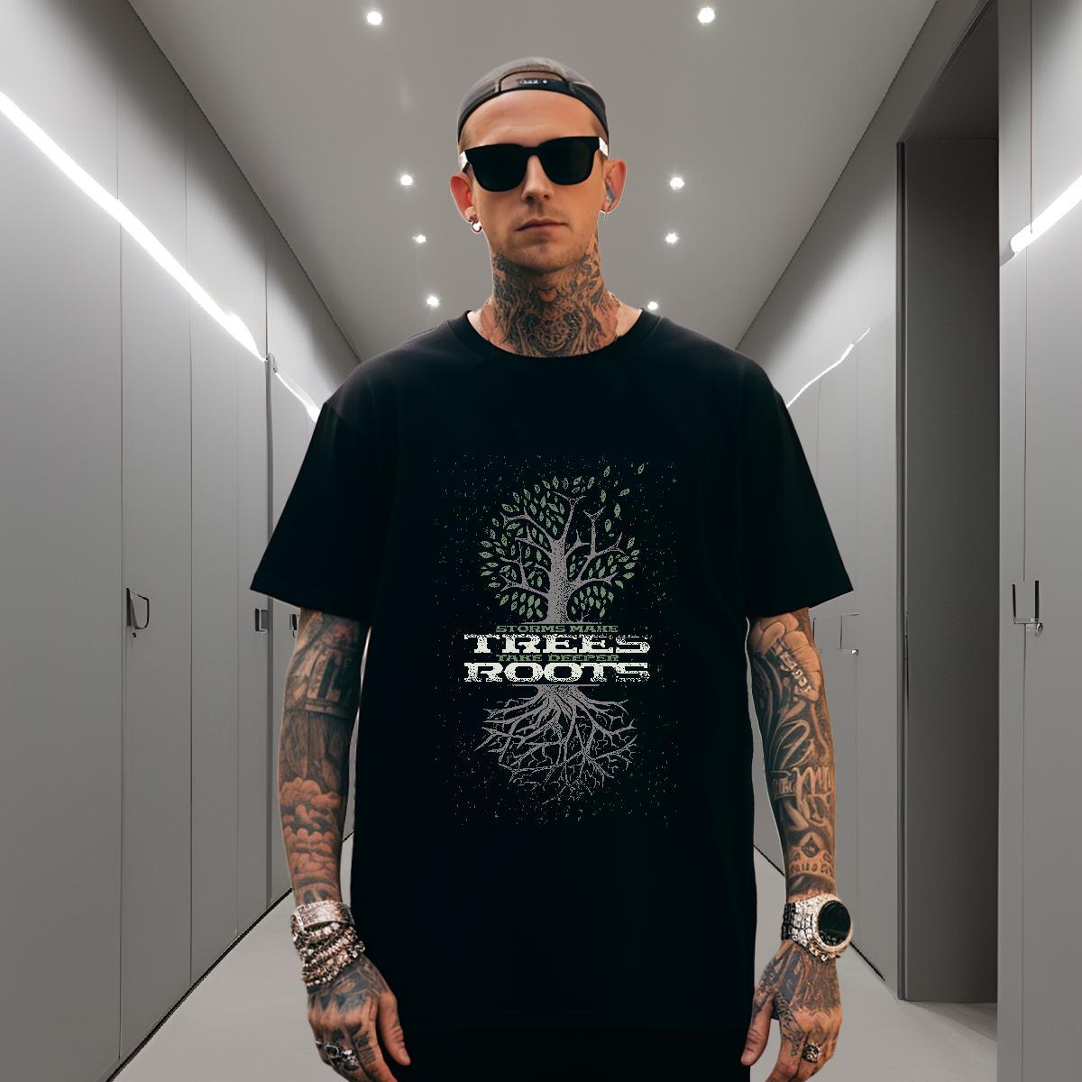 T Shirt For Man 100% Cotton 230g tree Summer Casual Breathable White Plus Size Mens Tshirts 2024 High Quality Polos