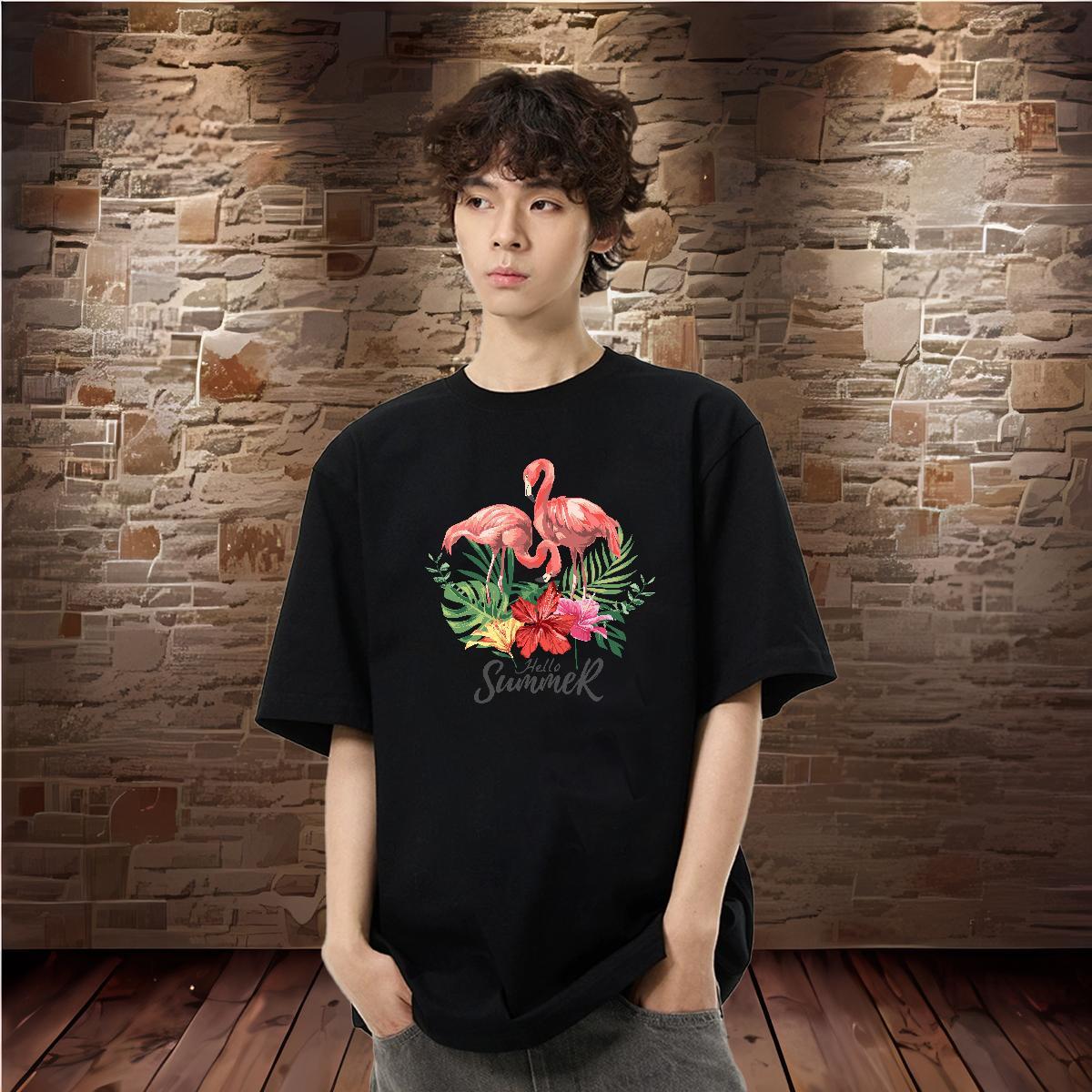 Free Shipping Man T Shirts 100% Cotton 230g bird Daily Outfit Polos Breathable Short Sleeve Cool Men Tops Tees Customized Print