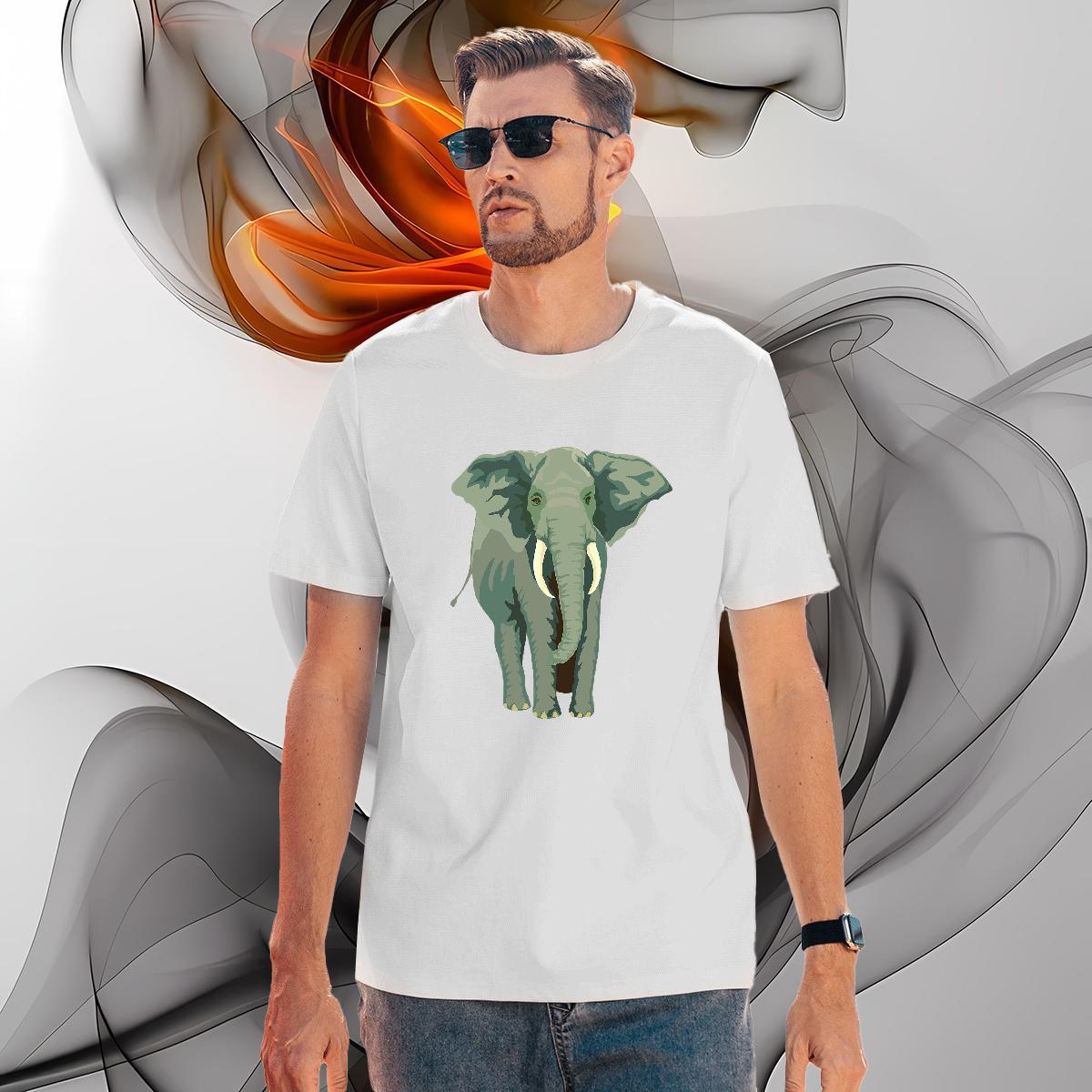 Popular Men Tops Tees 100% Cotton 230g Elephant T Shirts Men Casual Breathable Soft Black White DIY Customized Clothings