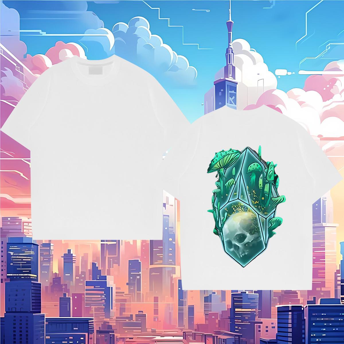Fashion Design T-Shirts for Men skull Polos 100% Cotton 230g Street Casual Loose Fit DIY Printed Breathable Soft Tshirts