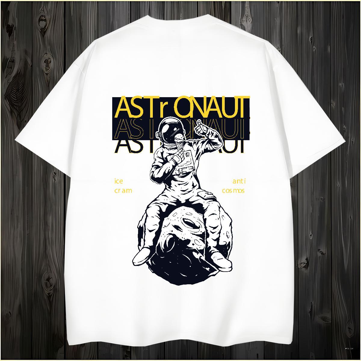 T-Shirts for Men 100% Cotton 230g spaceman Street Casual Breathable Soft Skull Couples T Shirts Fashion Casual Free Shipping Tshirts