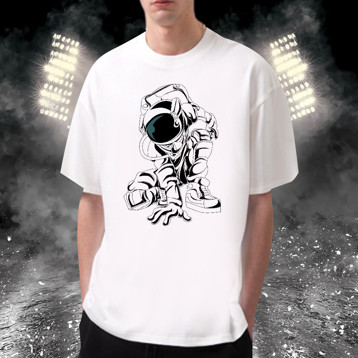 T Shirt For Man 100% Cotton 230g universe Beach Breathable Short Sleeve Custom Anime Tshirts Fashion Cool Design Tops Tees